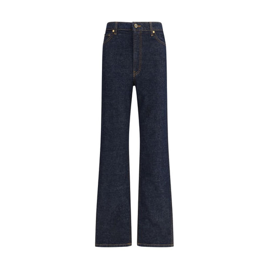 Blue Cotton High-Waisted Jean