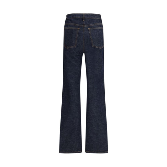 Blue Cotton High-Waisted Jean