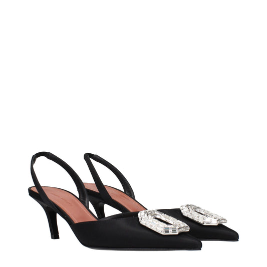 Black Satin Stiletto Heels Sandals