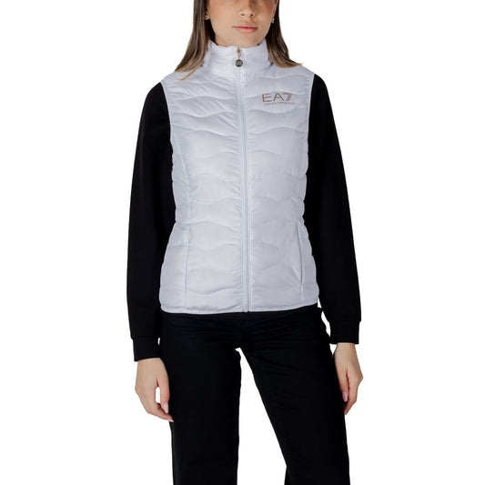White Polyester Sleveless Jacket
