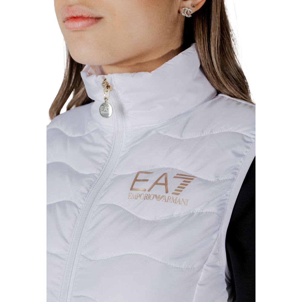 White Polyester Sleveless Jacket