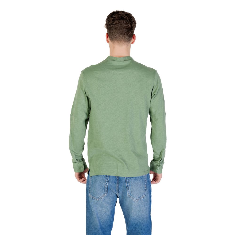 Green Cotton Long Sleeve T-Shirt