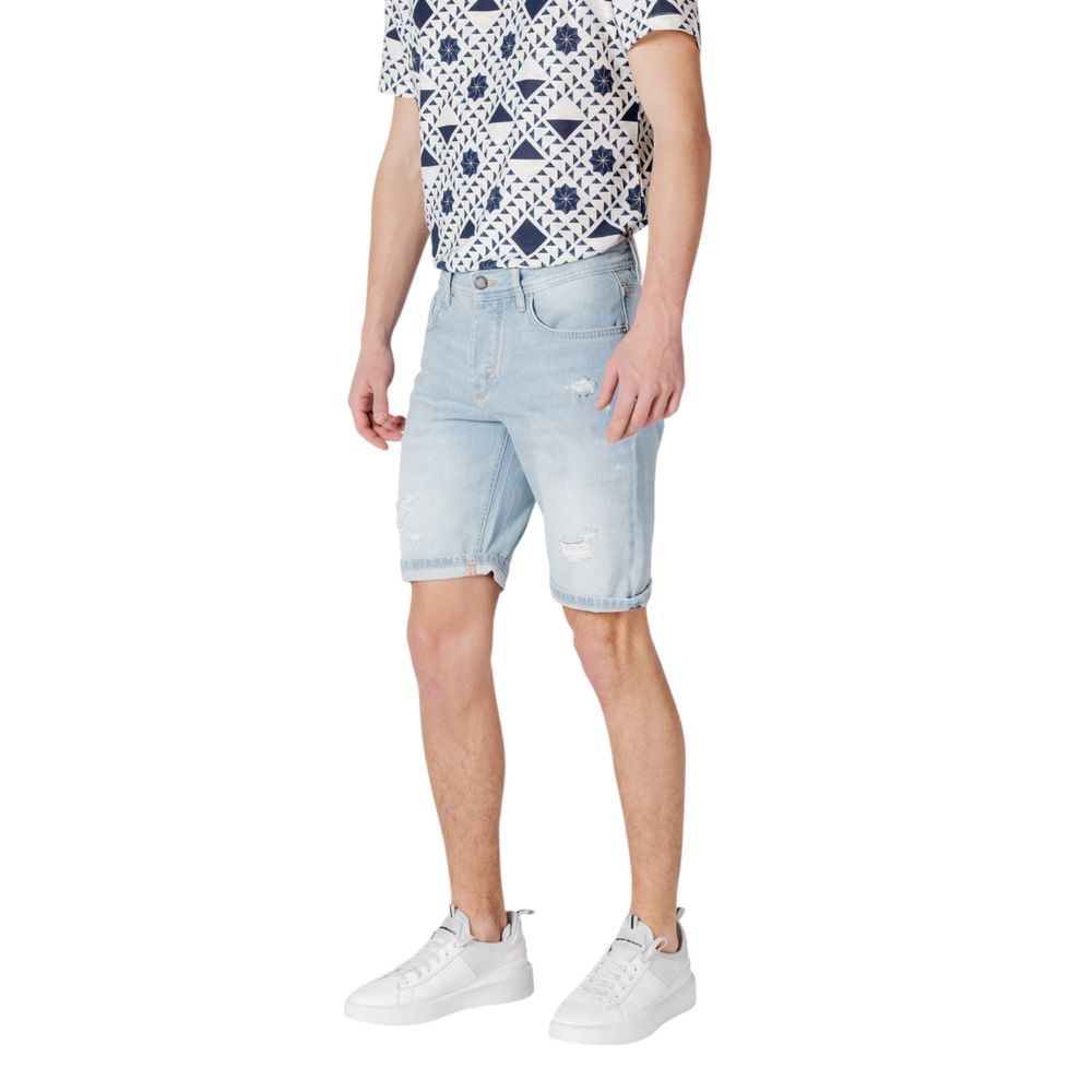 Light Blue Cotton Bermuda Shorts