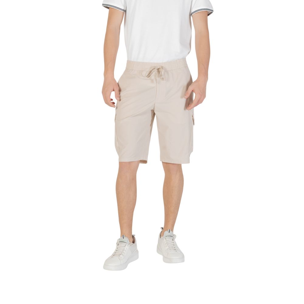 Beige Polyester Bermuda Shorts