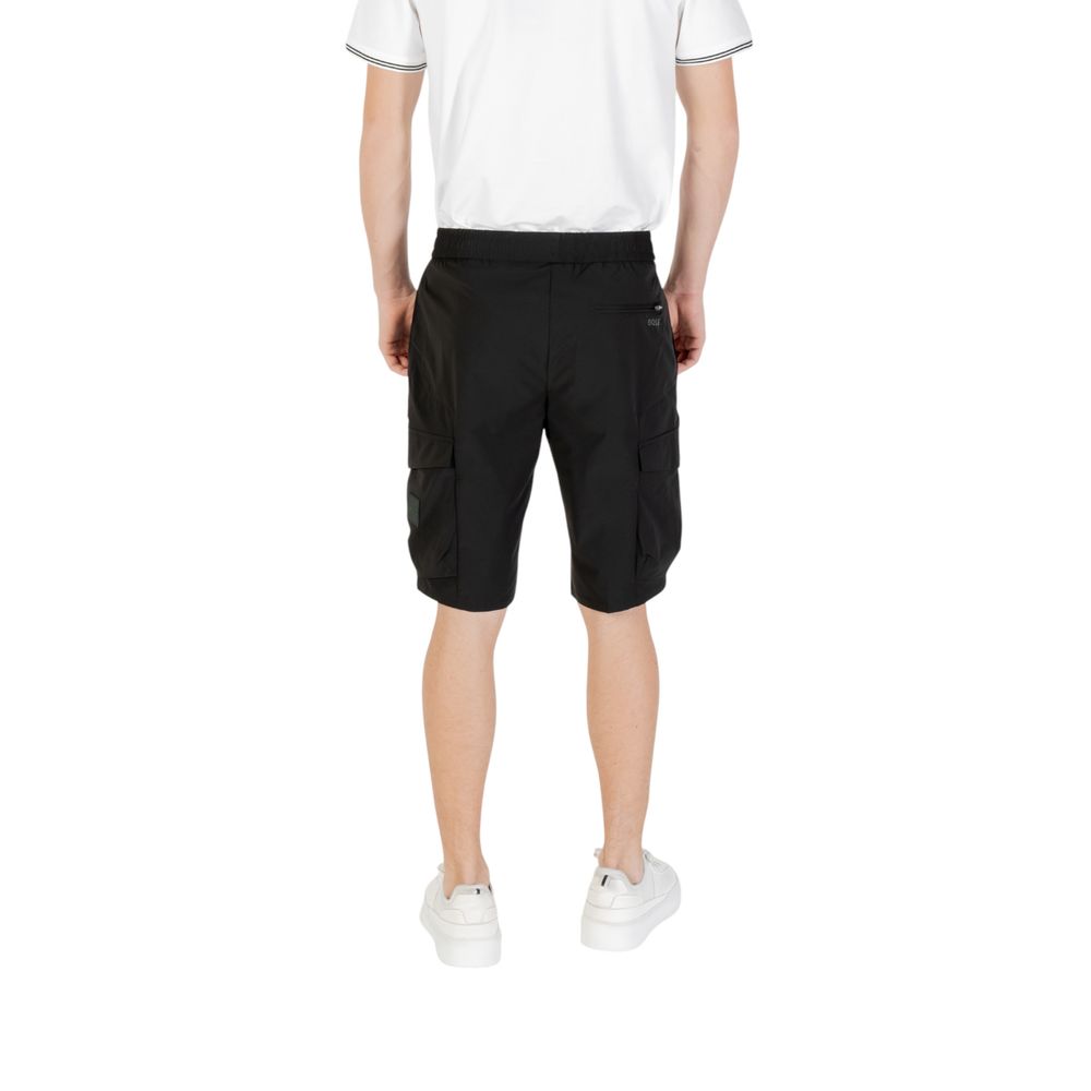 Black Polyester Bermuda Shorts