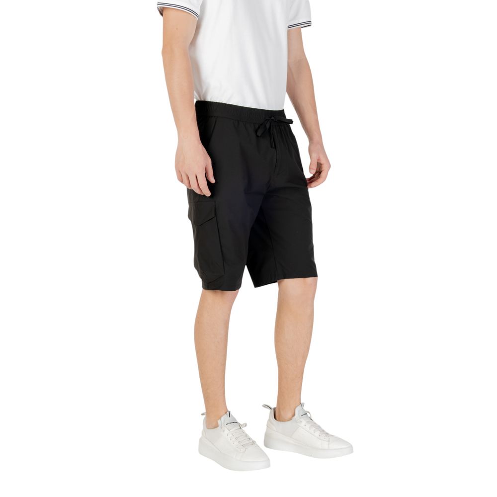 Black Polyester Bermuda Shorts