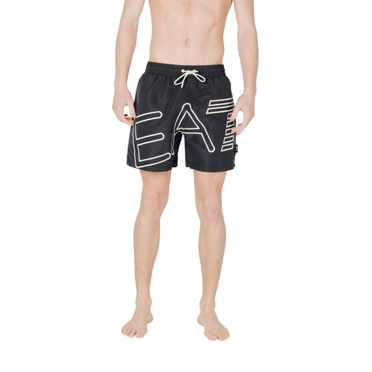 Black Polyester Swim Shorts
