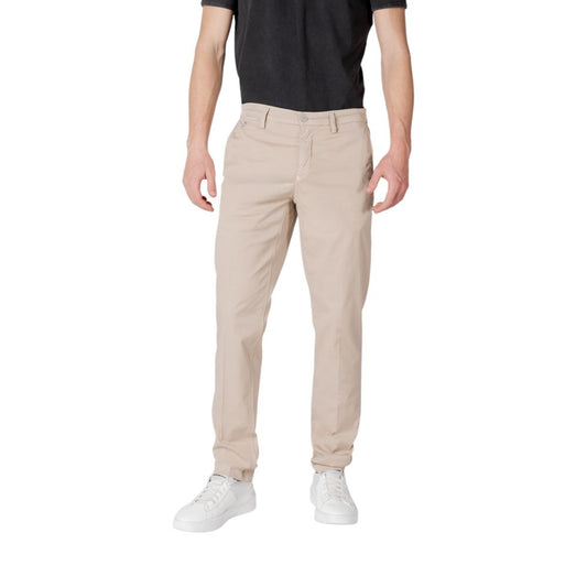 Beige Cotton Casual Pants