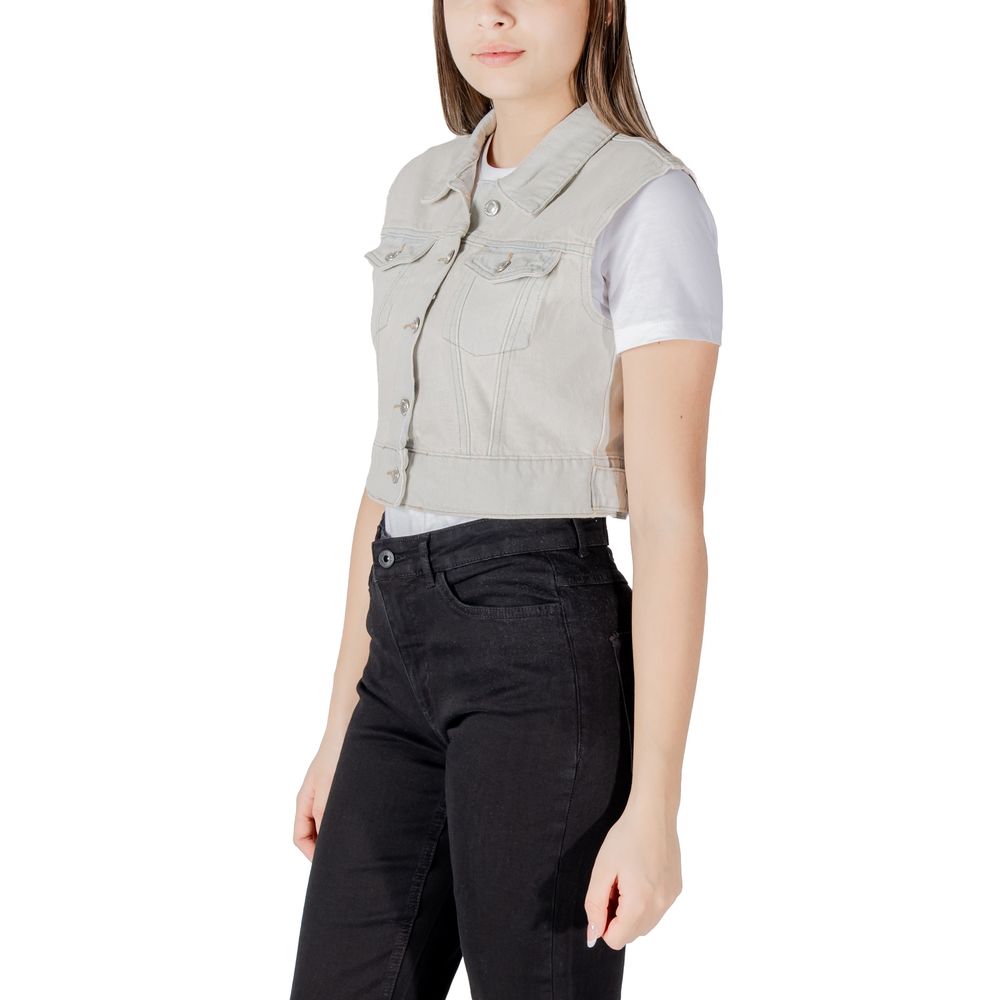 Light Blue Cotton Sleveless Jacket