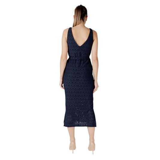 Blue Recycled Polyester Midi Dress