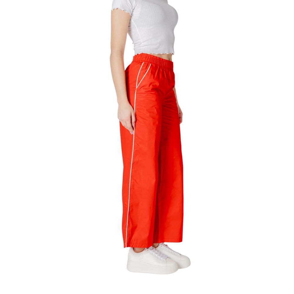 Red Cotton Casual Pants