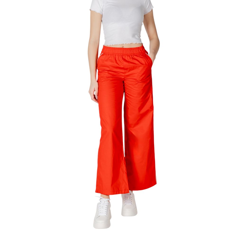 Red Cotton Casual Pants