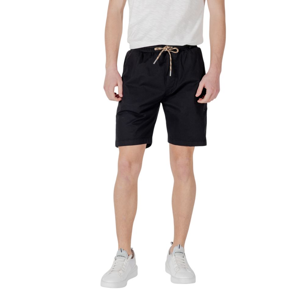 Black Cotton Bermuda Shorts