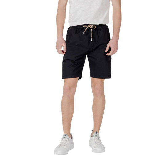 Black Cotton Bermuda Shorts