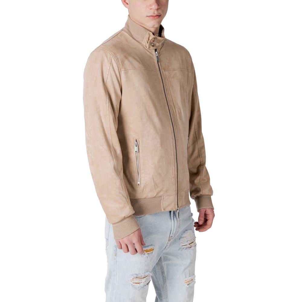 Beige Polyester Jackets & Coat