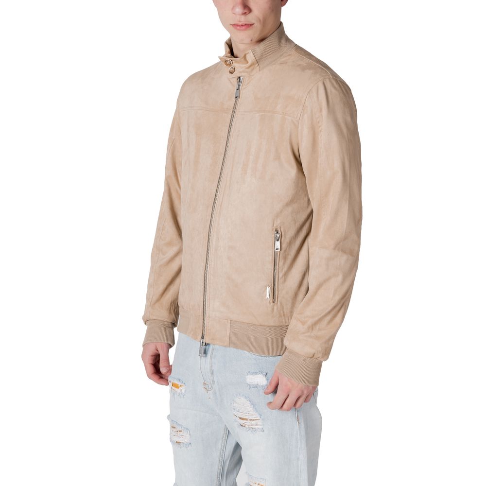 Beige Polyester Jackets & Coat