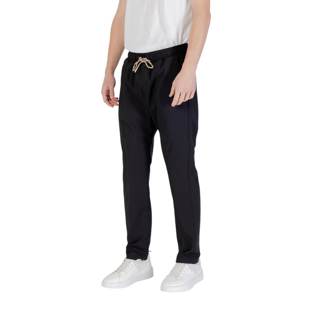 Black Polyester Casual Pants