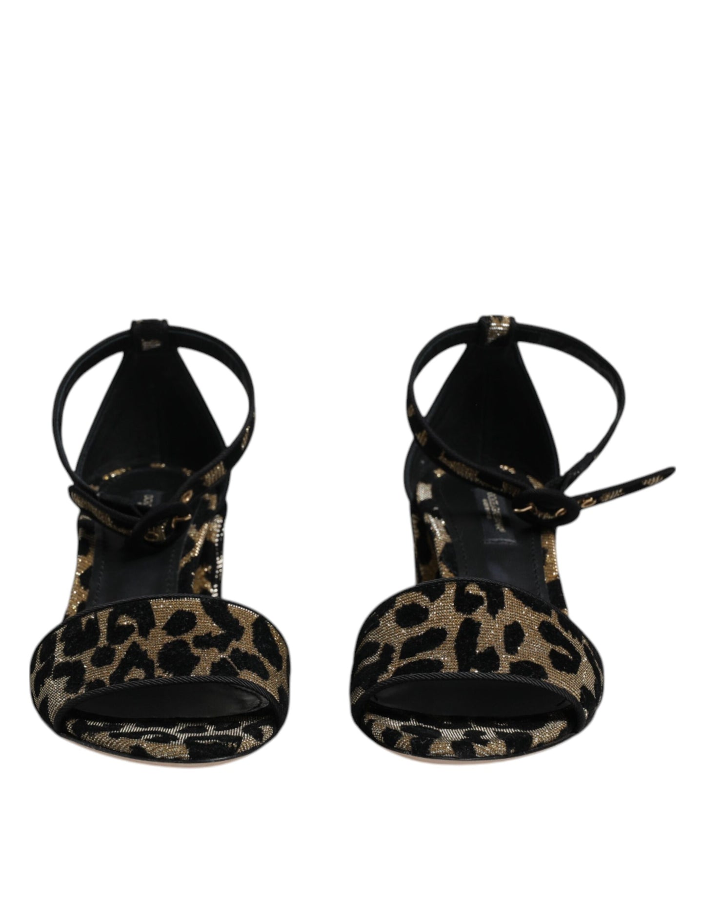 Gold Leopard Ankle Strap Heels Sandals Shoes