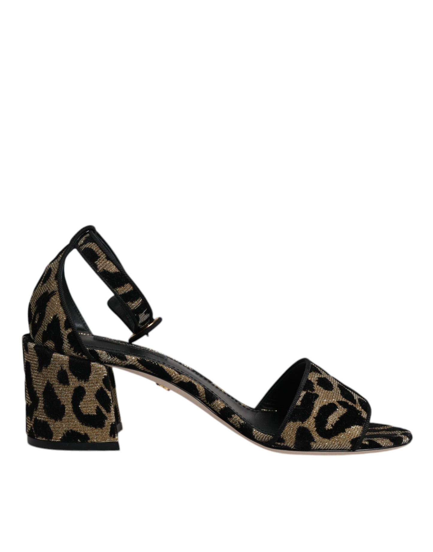 Gold Leopard Ankle Strap Heels Sandals Shoes
