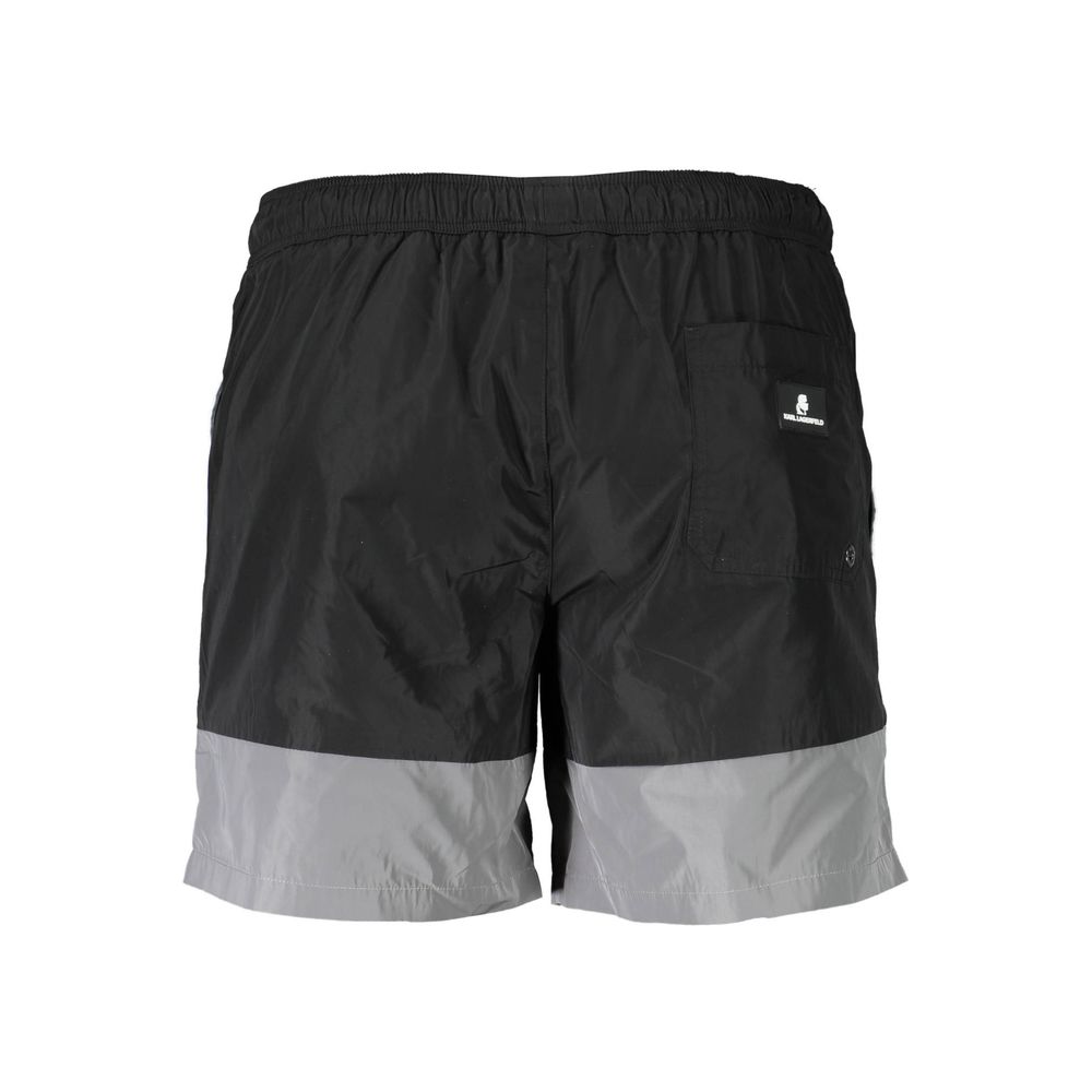 Black Polyester Men's Swim Trunk