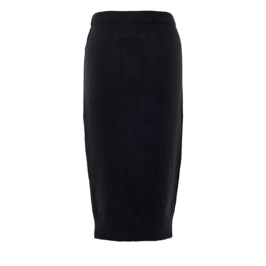 Black Cotton Midi Skirt