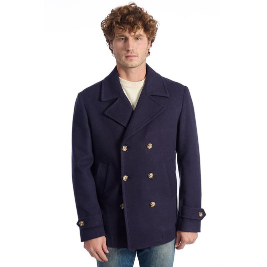 Blue Wool Men's Short Coat
