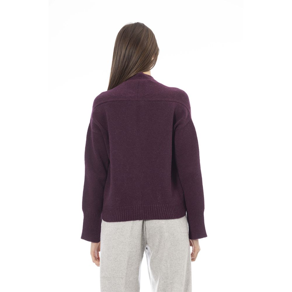 Burgundy Merino Wool Women Cardigan