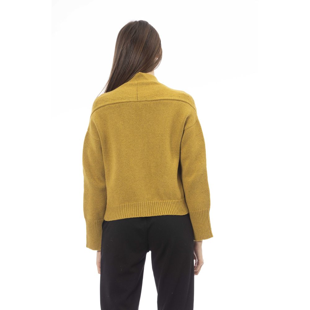 Yellow Merino Wool Women Cardigan