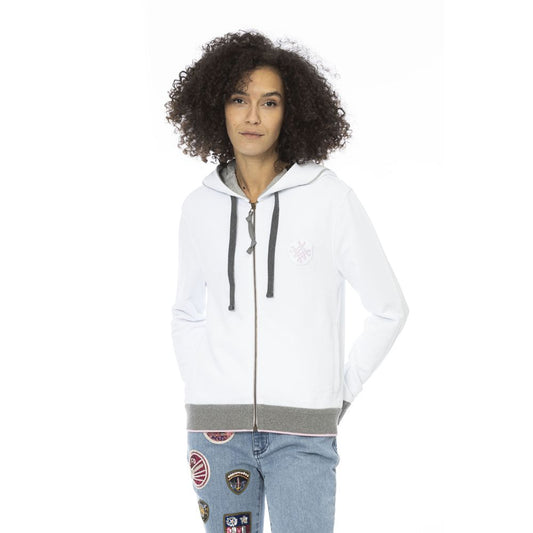 White Cotton Women Sweatshirt Top