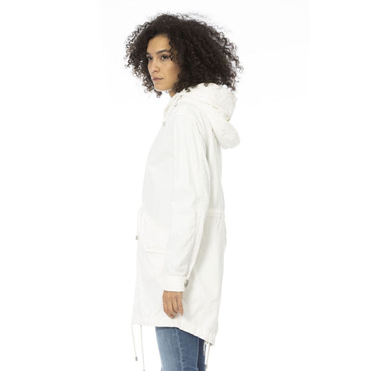 White Cotton Women Parka