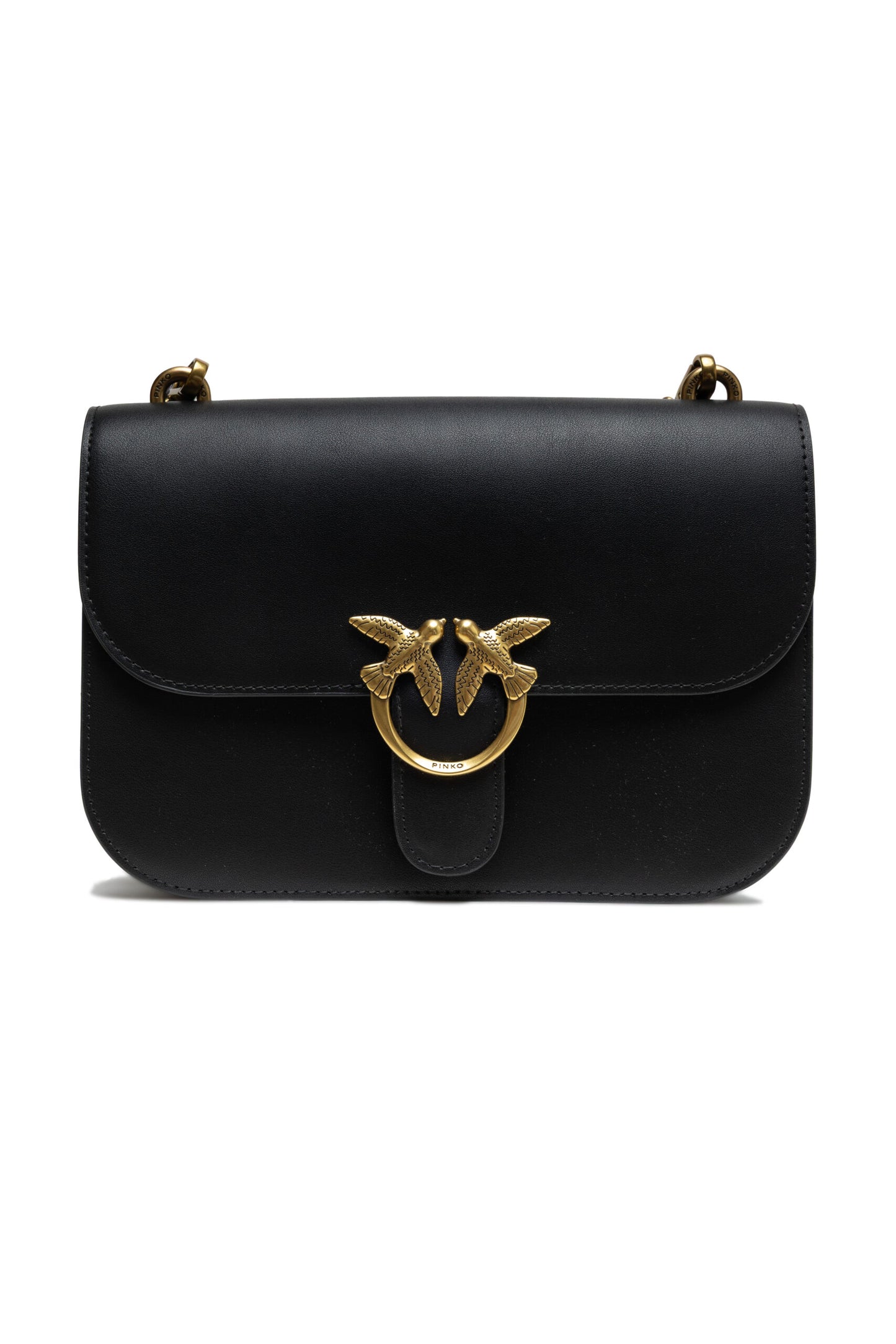 Black Leather Love Bell Classic Shoulder Bag
