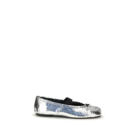 Silver Calf Leather Bos Taurus Ballet Flats