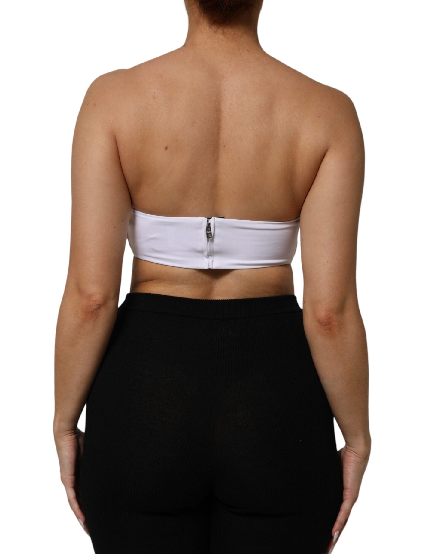 White Nylon Blend Bandeau Strapless Tube Top