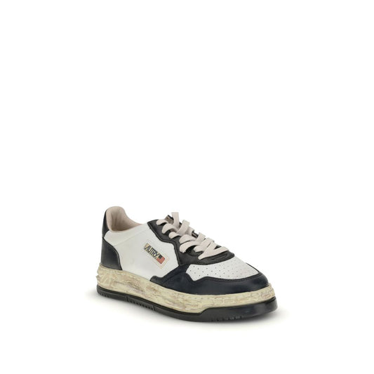 Cream Leather Athletic Sneakers