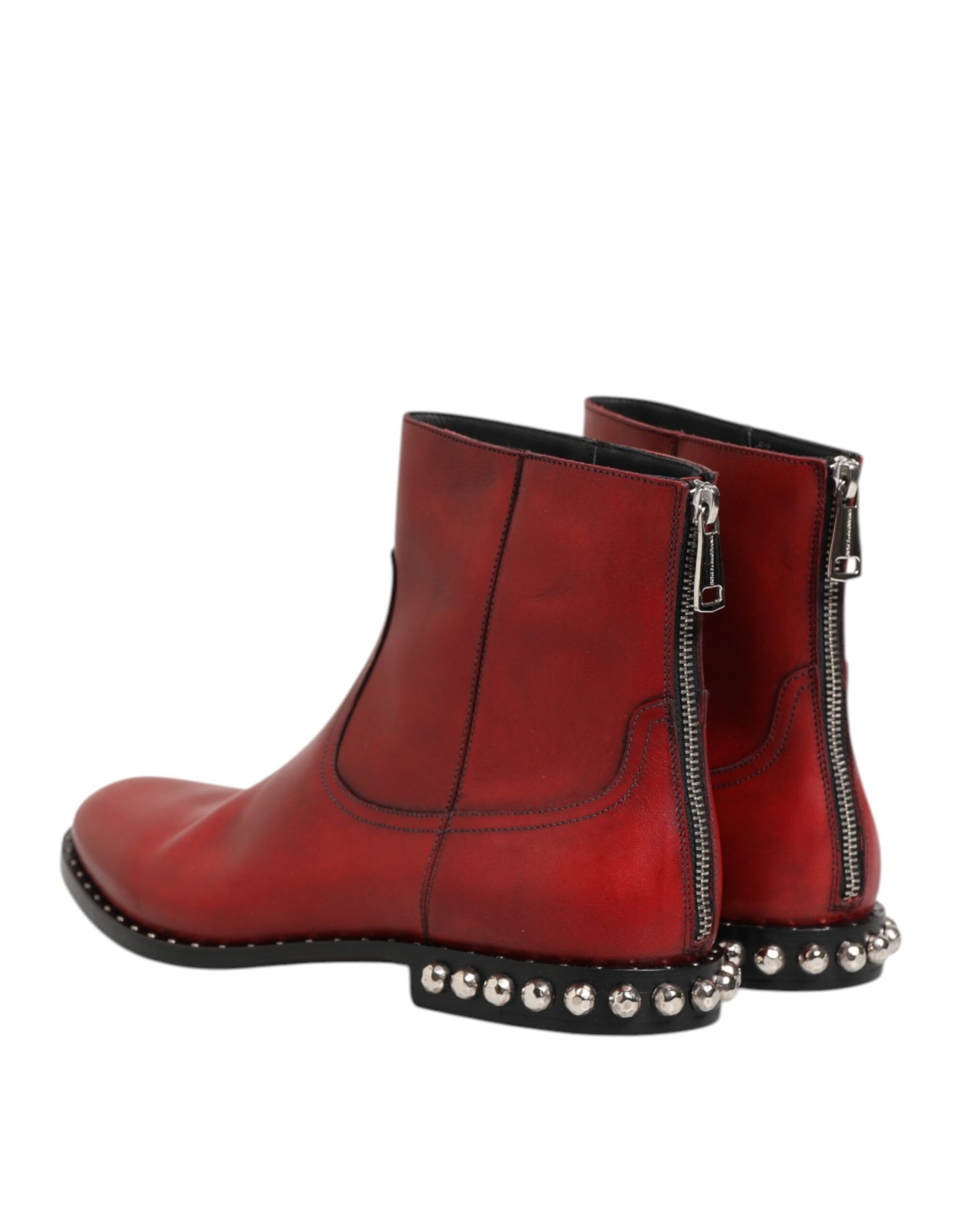 Red Studded Chelsea Short Ankle Boots Shoes