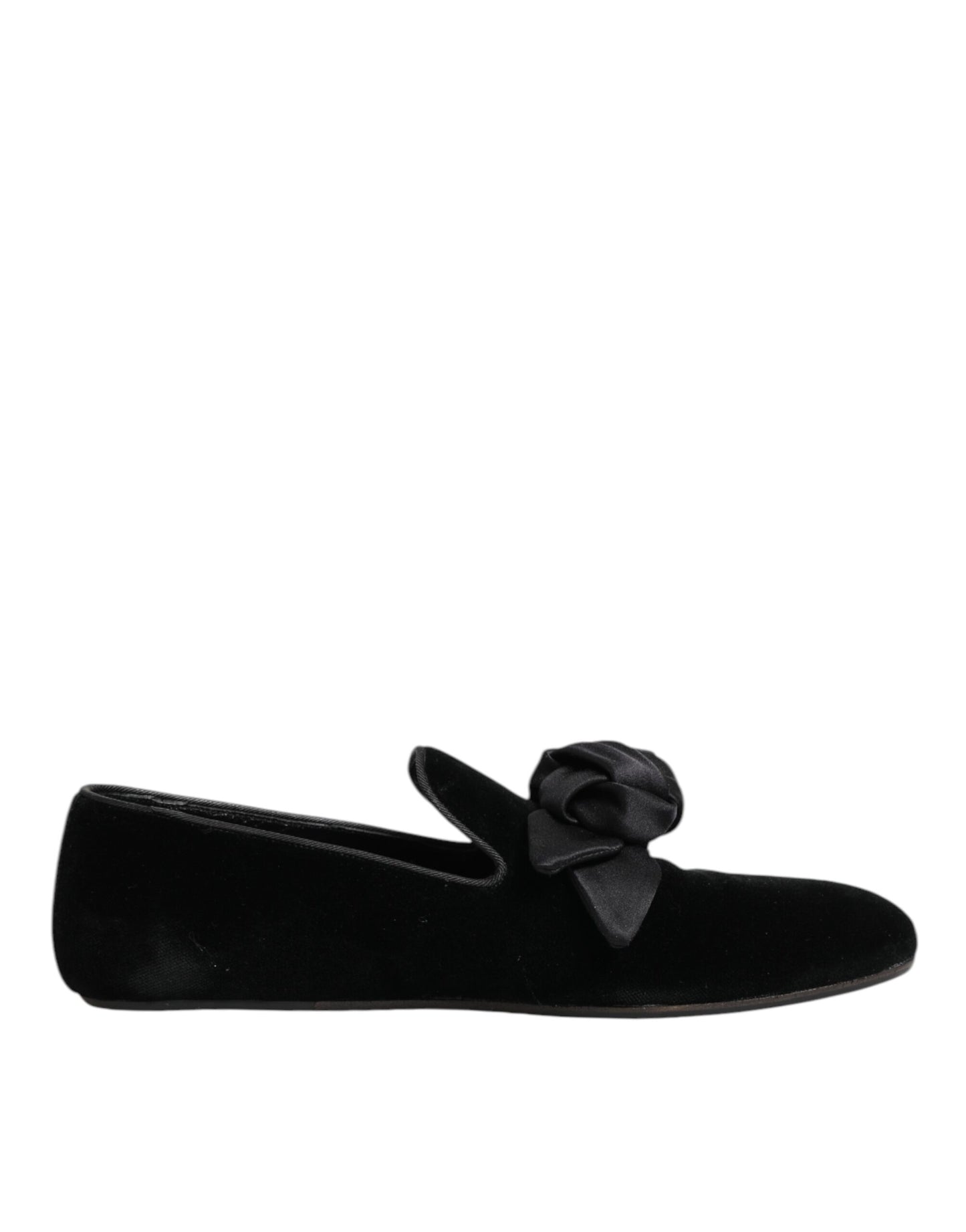 Black Suede Cotton Rose Slip On Loafers Shoes