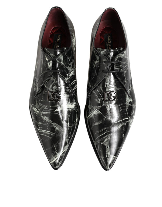 Marbled Pattern Dress Lace Up Derby Shoes