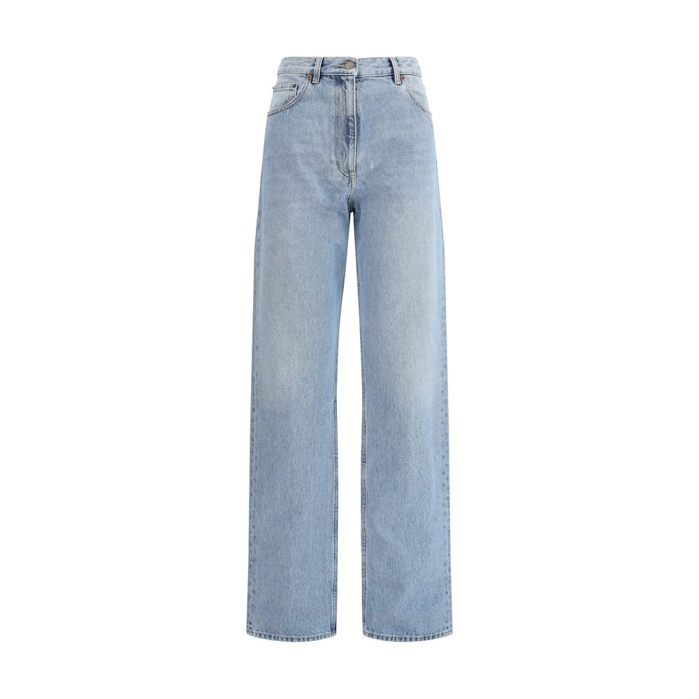 Light Blue Cotton High-Waisted Jean
