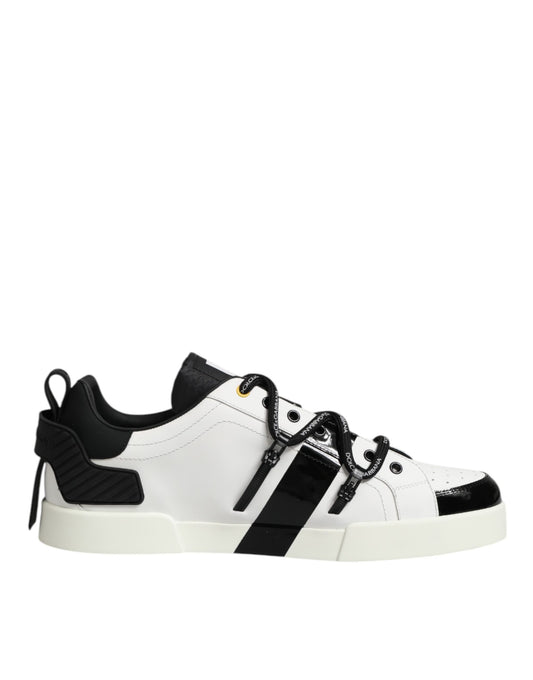 White Leather Logo Portofino Sneakers Shoes