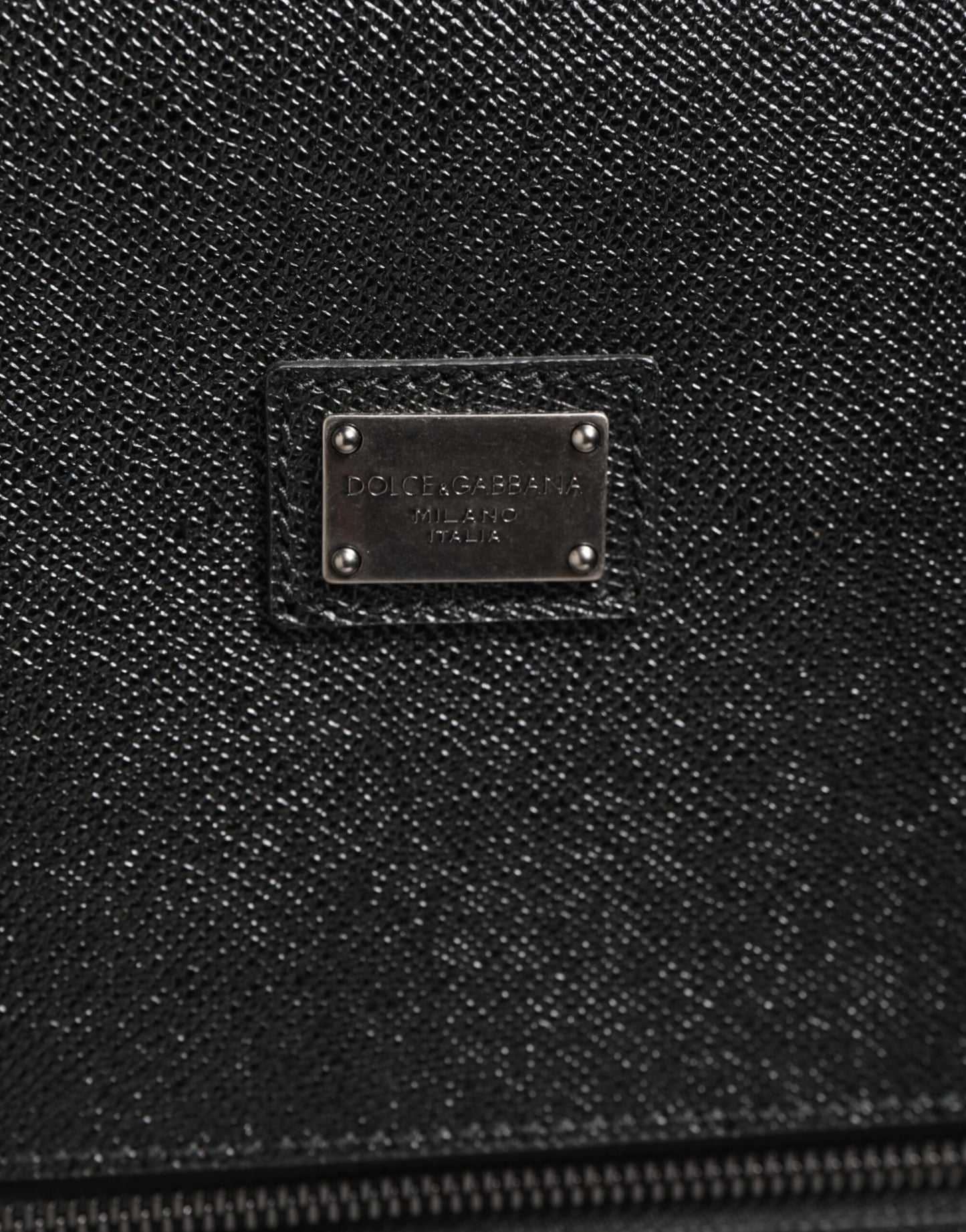 Gray Leather Logo Plaque Trolley Travel Wheel Men Suitcase Bag