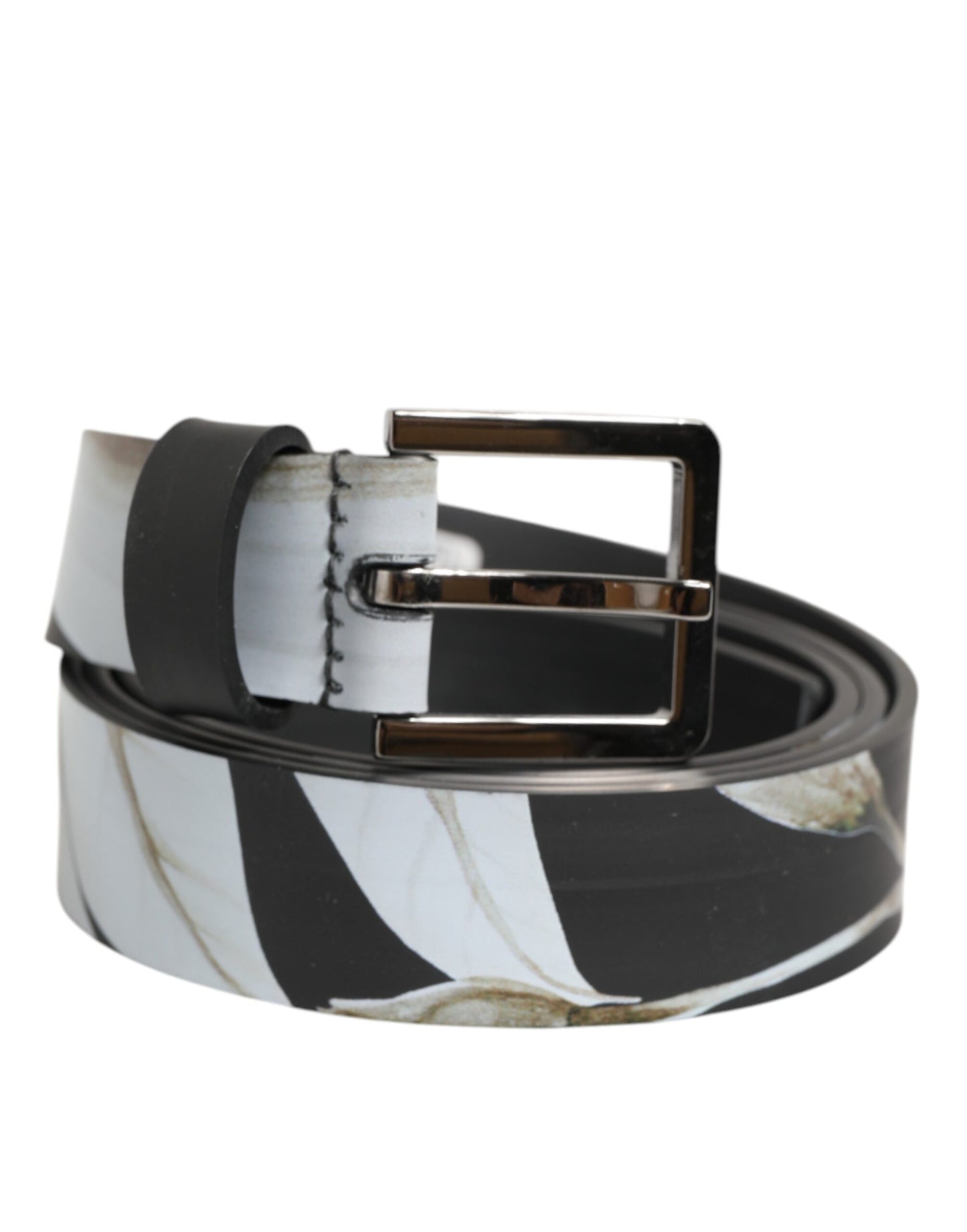 Multicolor PVC Floral Silver Buckle Men Belt