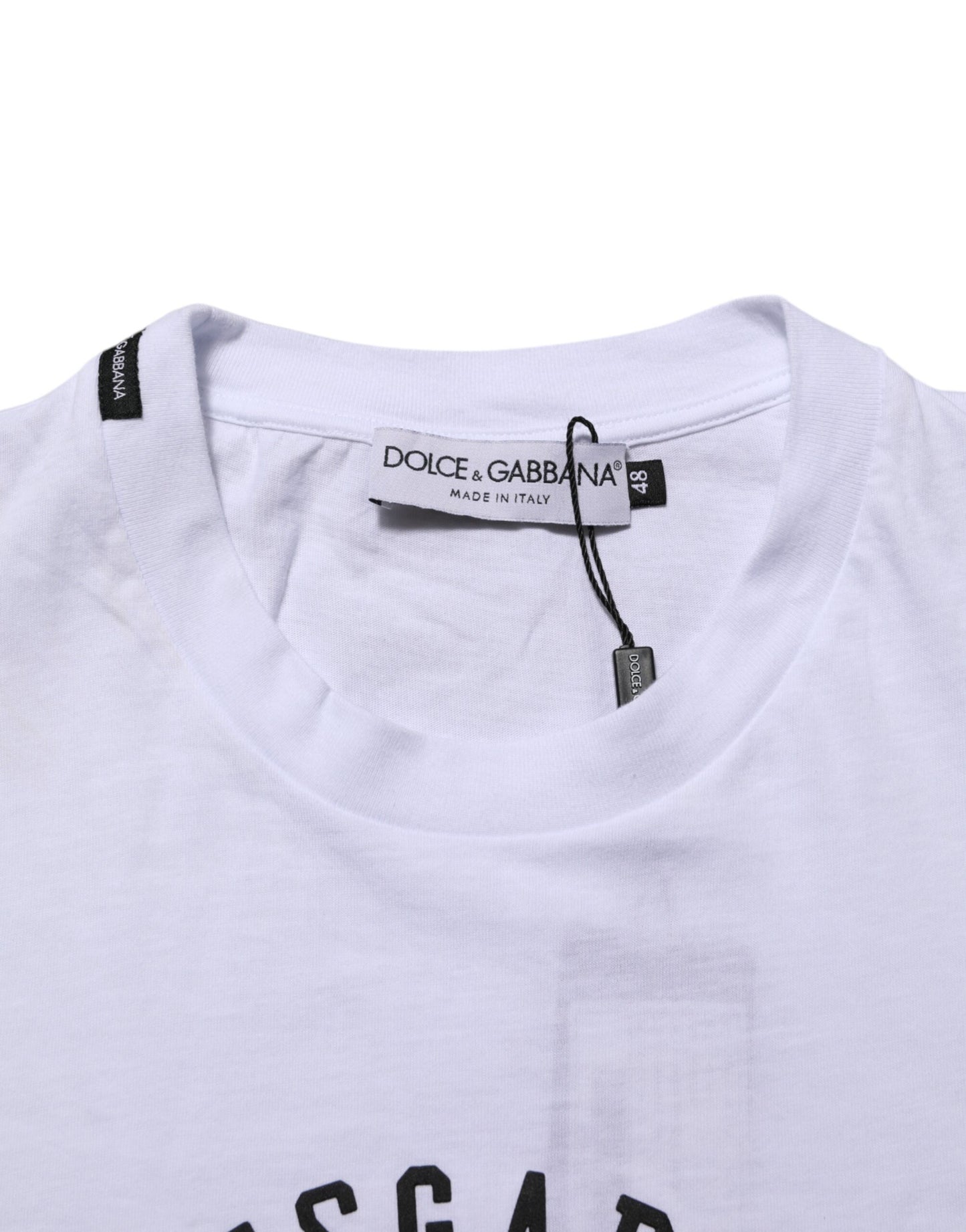 White Cotton Logo Print Crew Neck T-shirt