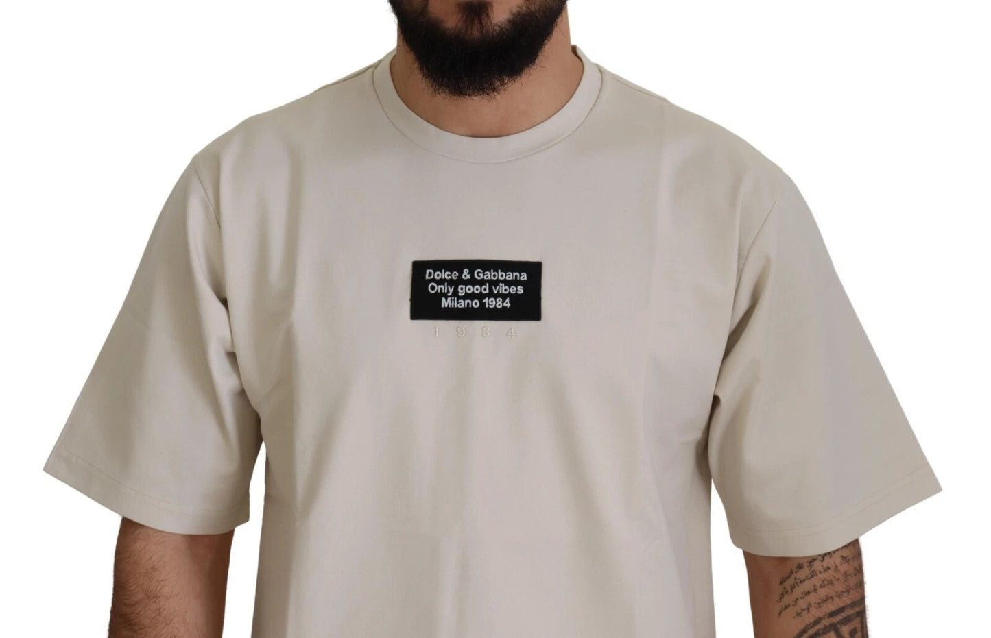 Ivory Cotton Ivory Printed Crewneck