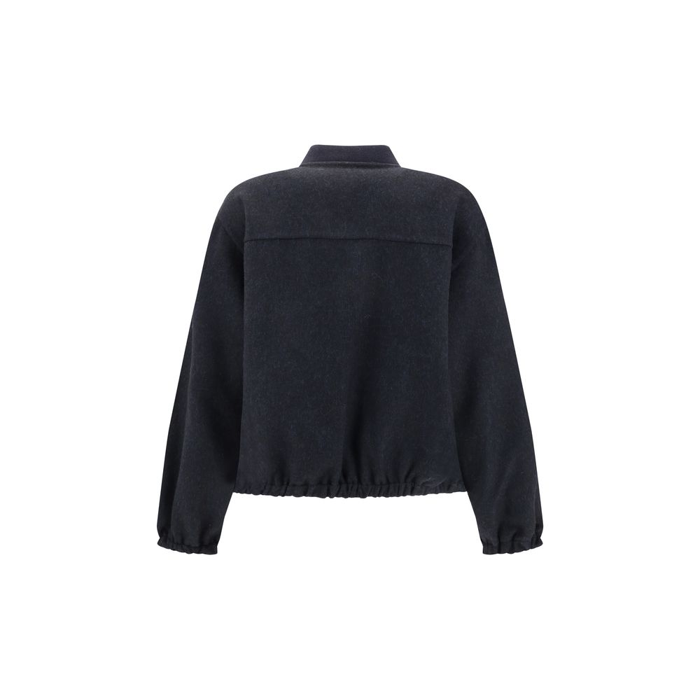 Blue Fleece Wool Bomber