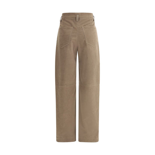 Brown Cotton Casual Pants