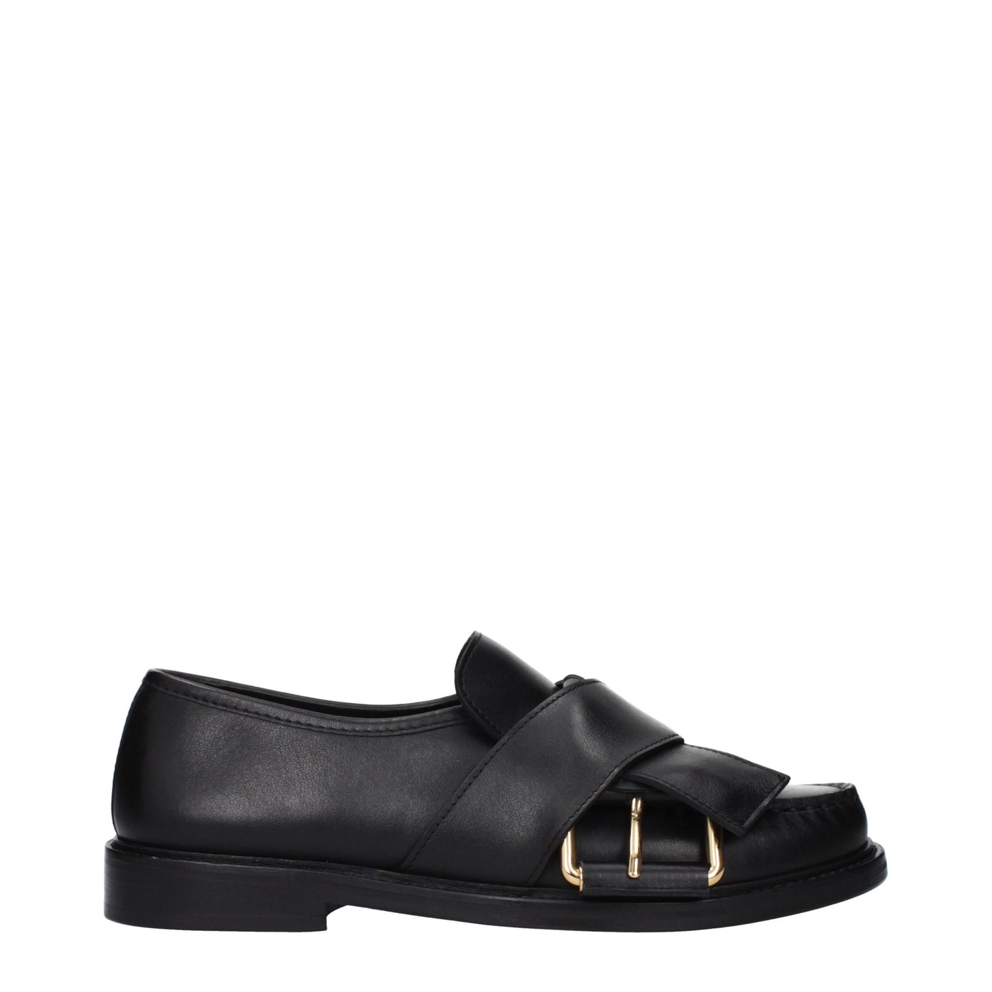 Black Leather Slip-On Loafers