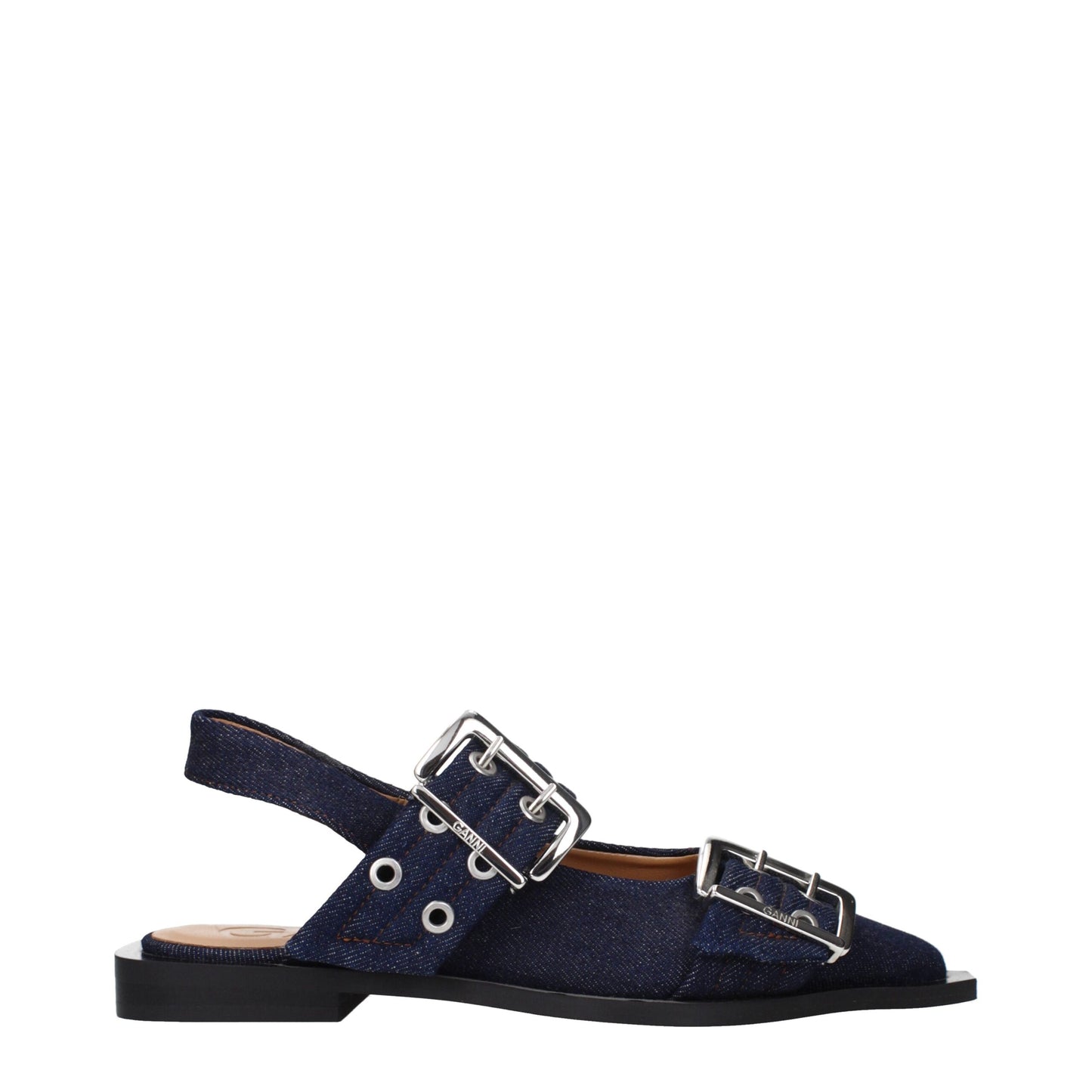 Blue Fabric Flat Sandals