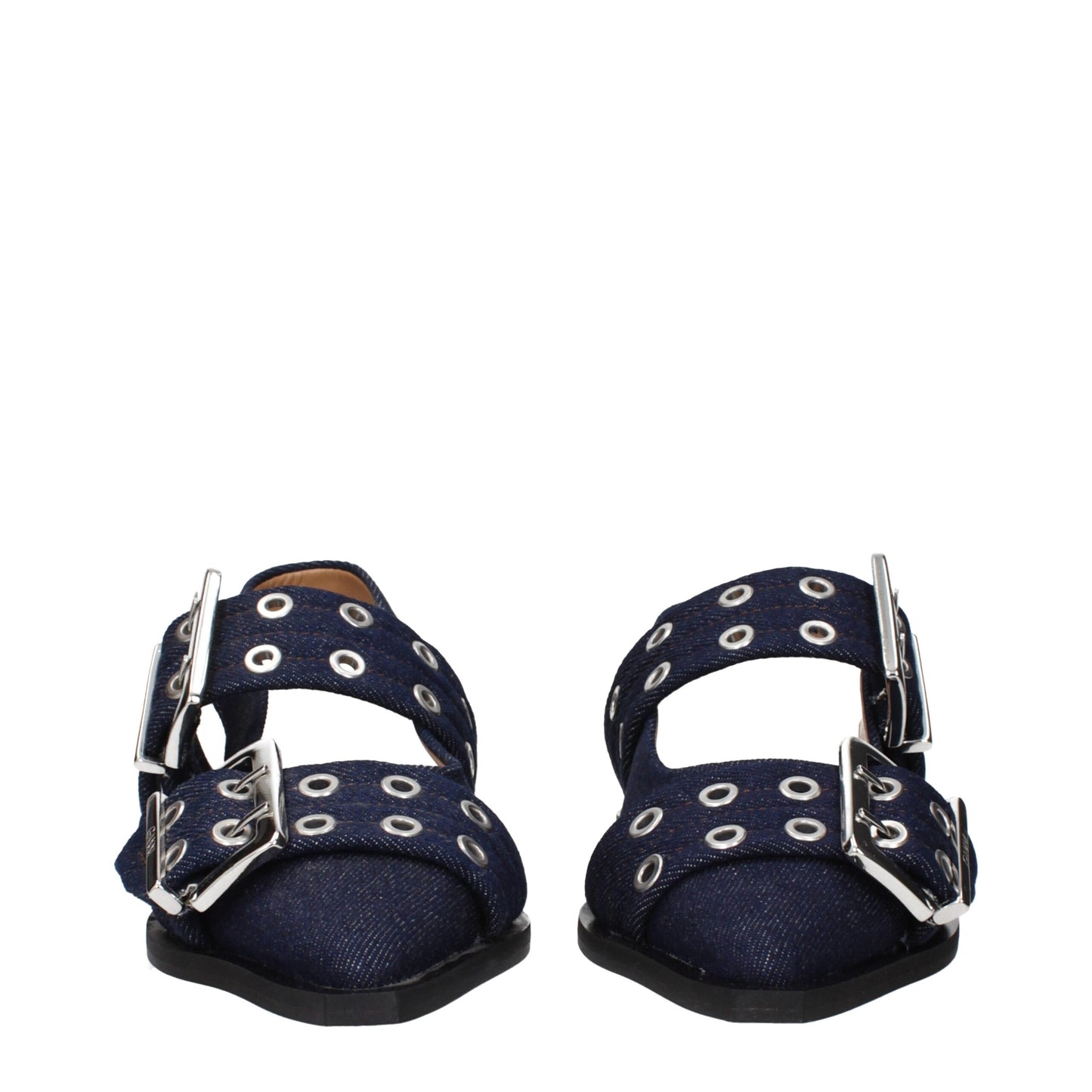 Blue Fabric Flat Sandals
