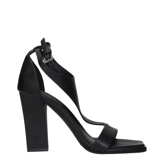 Black Leather Stiletto Heel Sandals