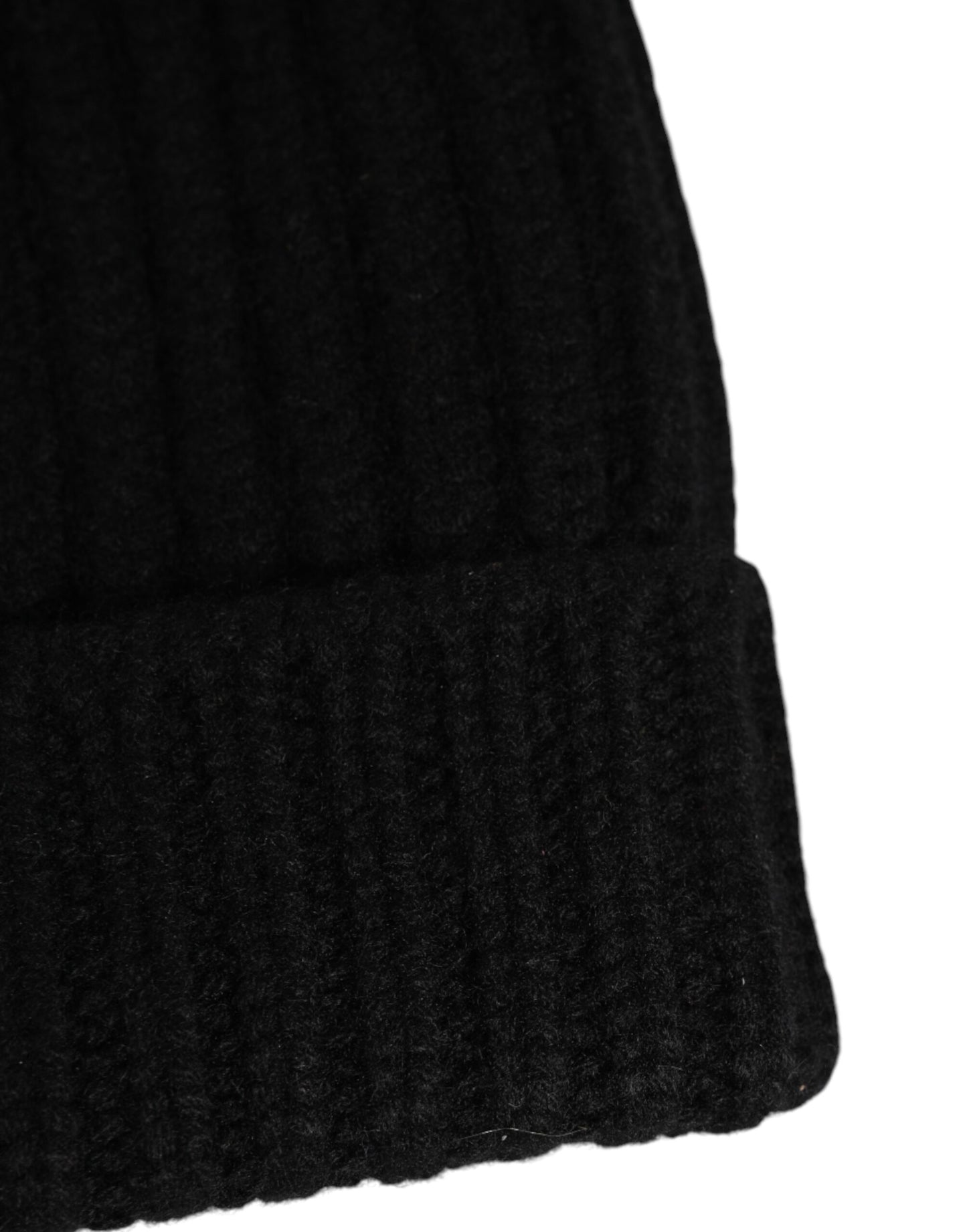 Black Cashmere Knitted Beanie Capello Men One Size Hat